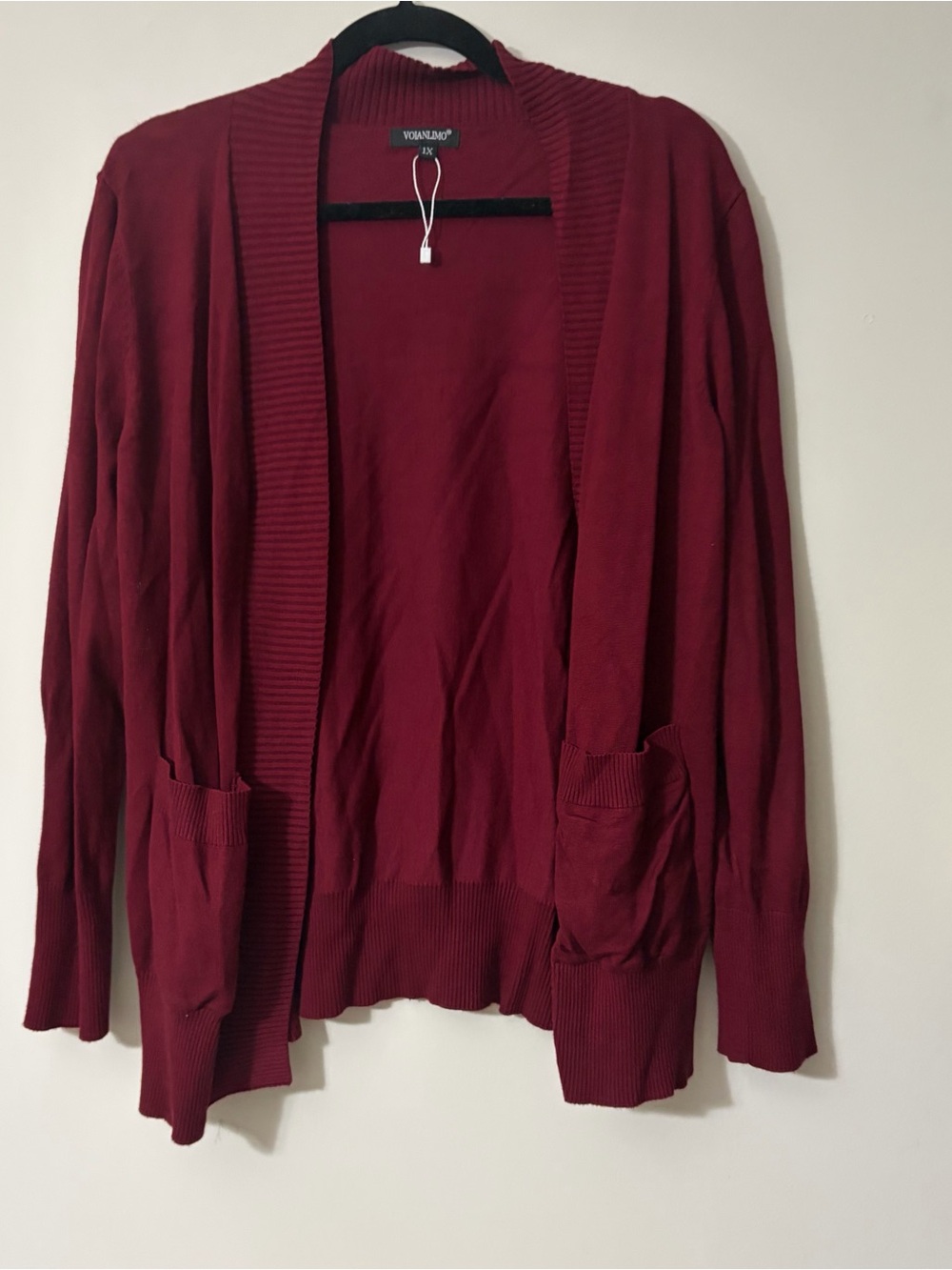 Amazon Women's Burgundy Open-Front Cardigan Sweater